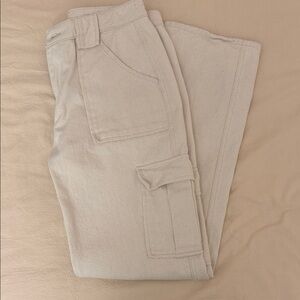 Cream Denim Cargo Pants